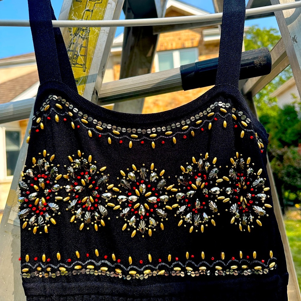 Grace beaded knit black dress